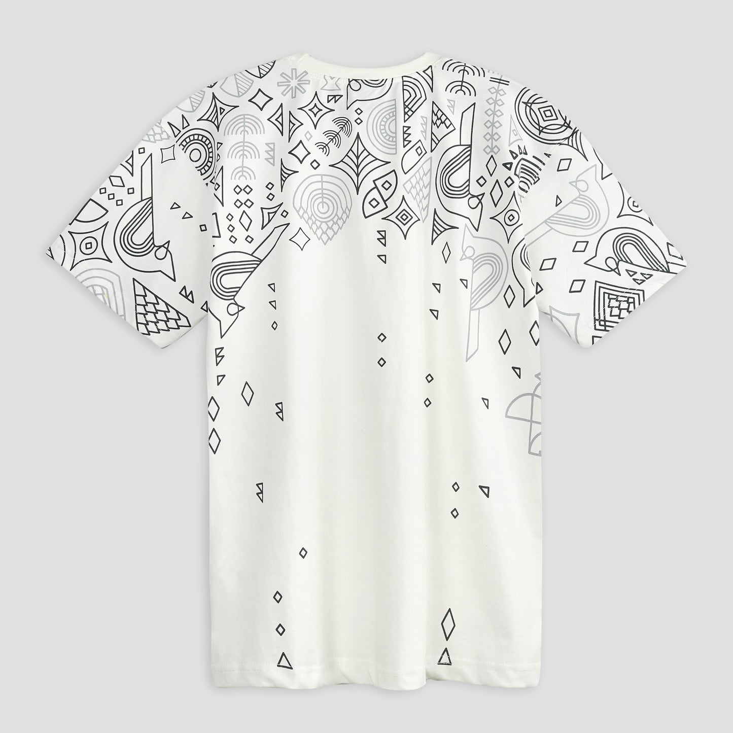 White oversized unisex t-shirt with artistic print, 100% cotton