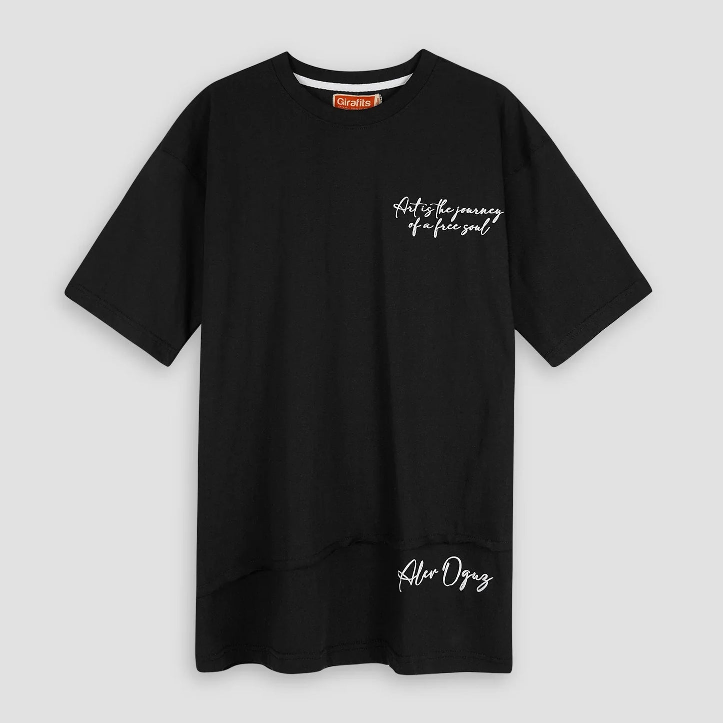 Oversized streetwear black t-shirt, Art is Life design, 220 GSM cotton