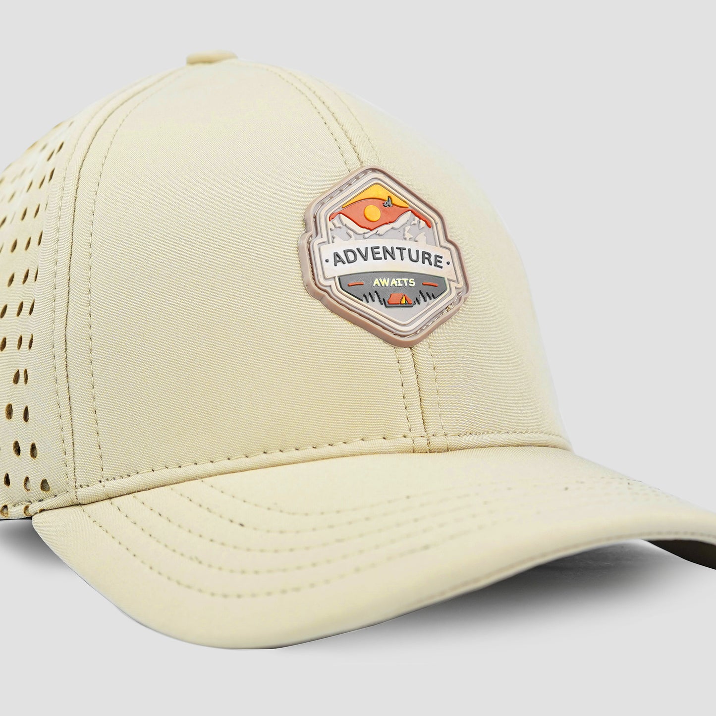 Water-resistant Beige cap with stretchable fit and windproof design