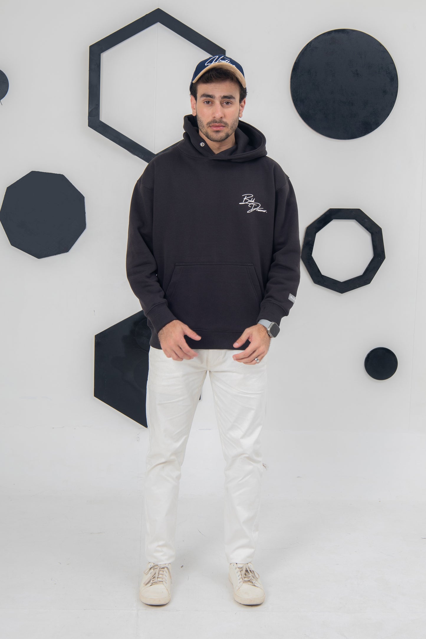 Charcoal Bold Dreamer hoodie, soft fleece, unisex fit, 350 GSM comfort