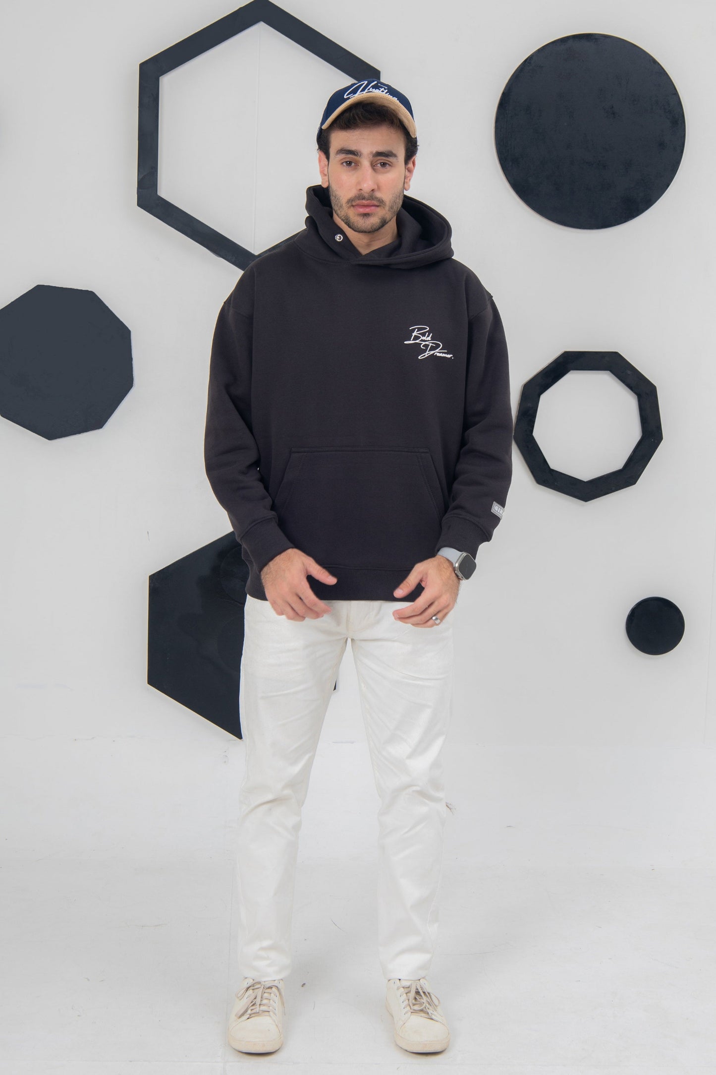 Charcoal Bold Dreamer hoodie, soft fleece, unisex fit, 350 GSM comfort