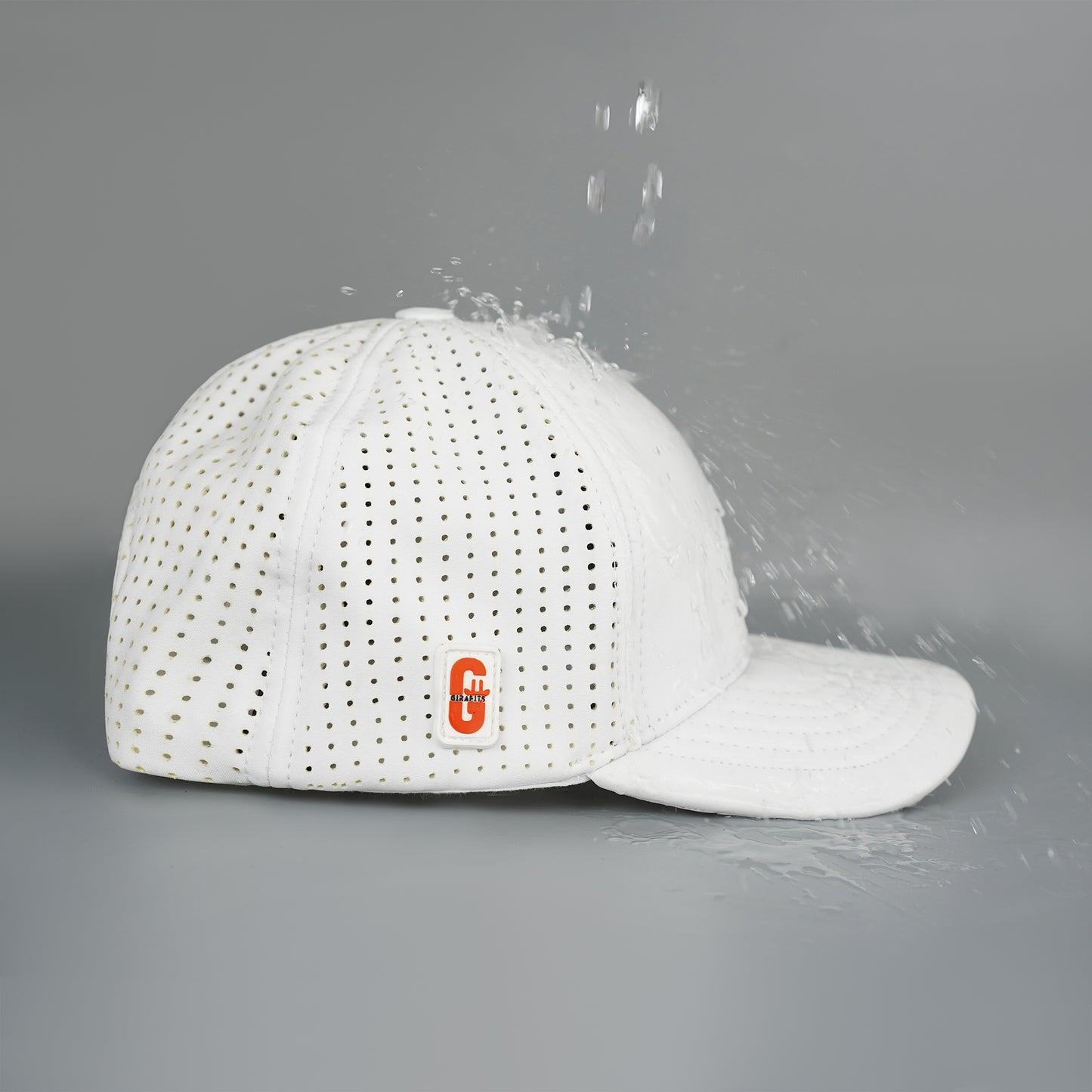 Water-resistant white cap, Drifting Soul design, sweat proof