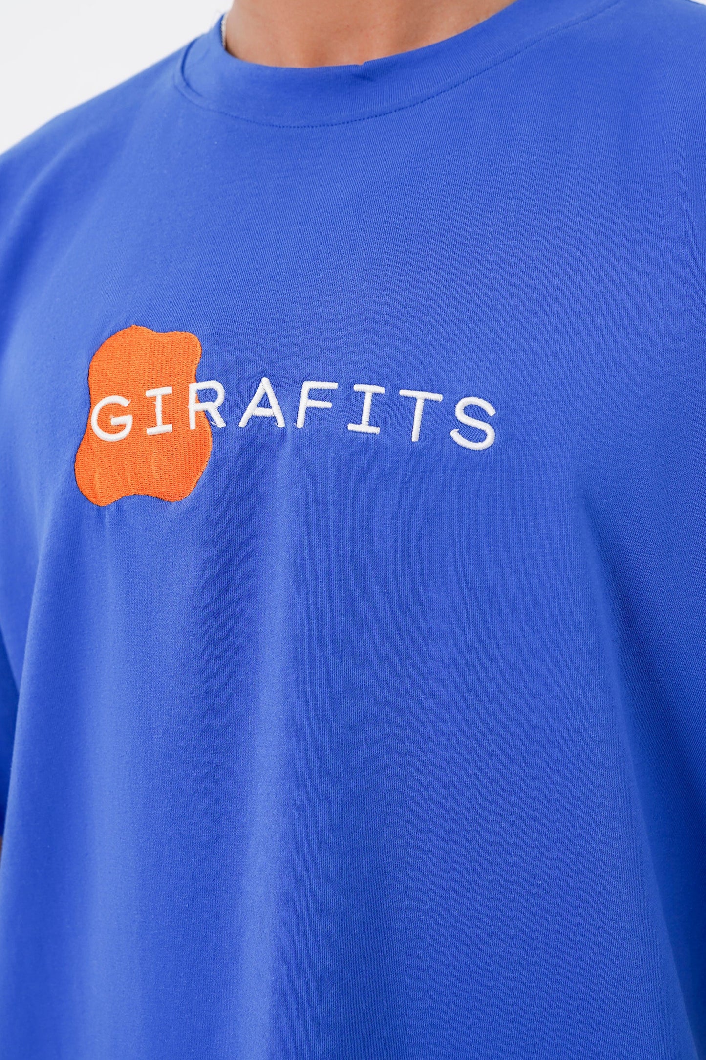 Royal blue cotton- spandex T-shirt with Girafits embroidered logo