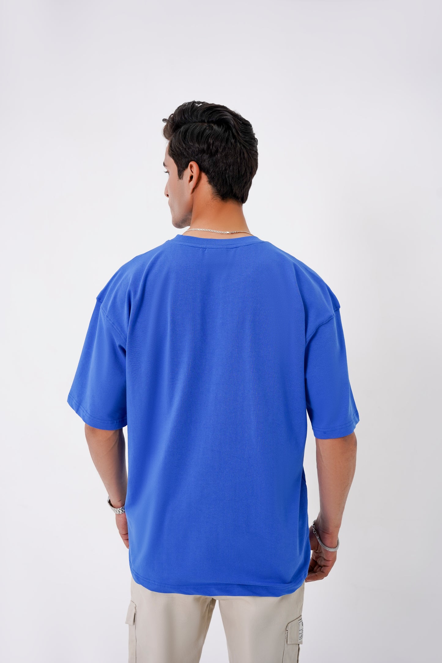 Royal blue Girafits T-shirt with embroidered logo, stretch cotton-lycra fabric