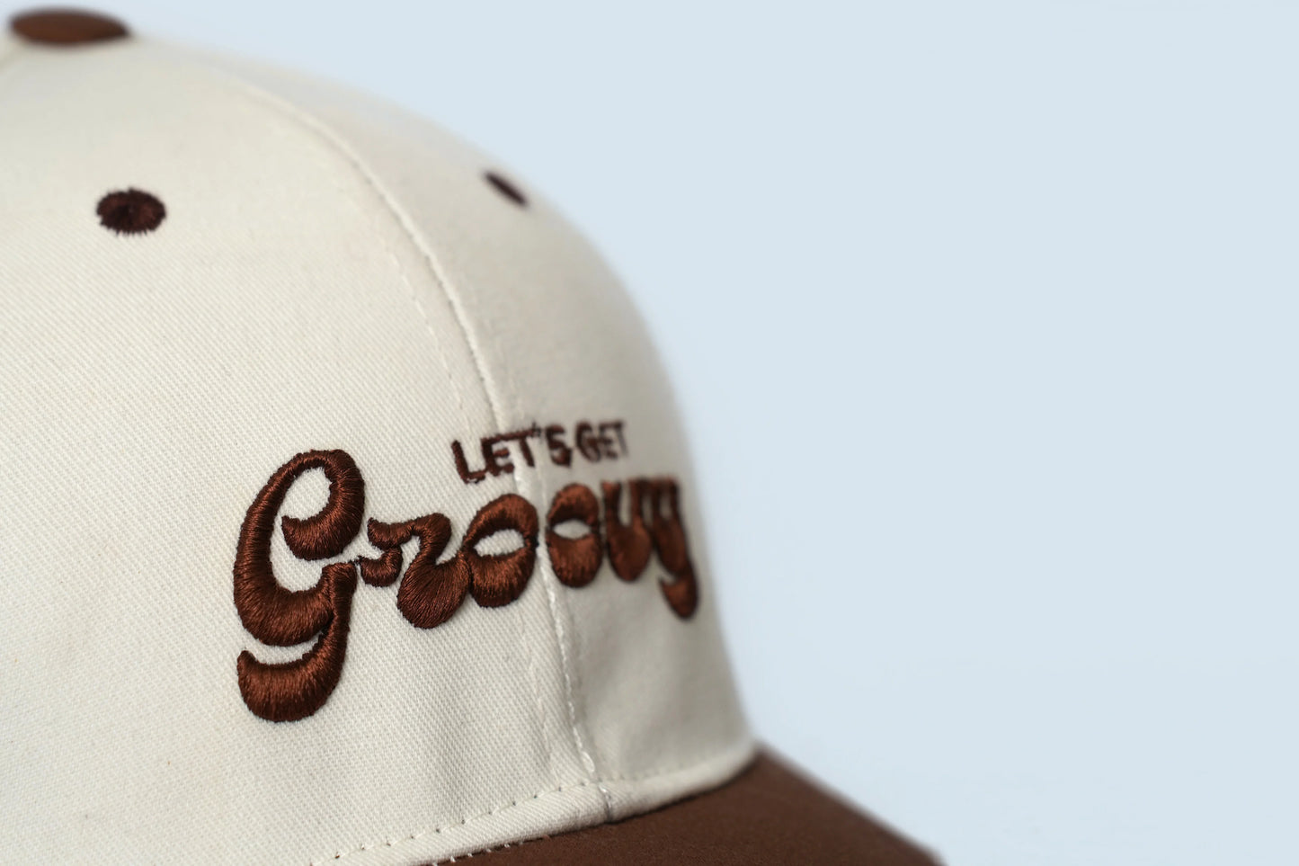 Cream and brown Groovy baseball cap, 3D embroidery