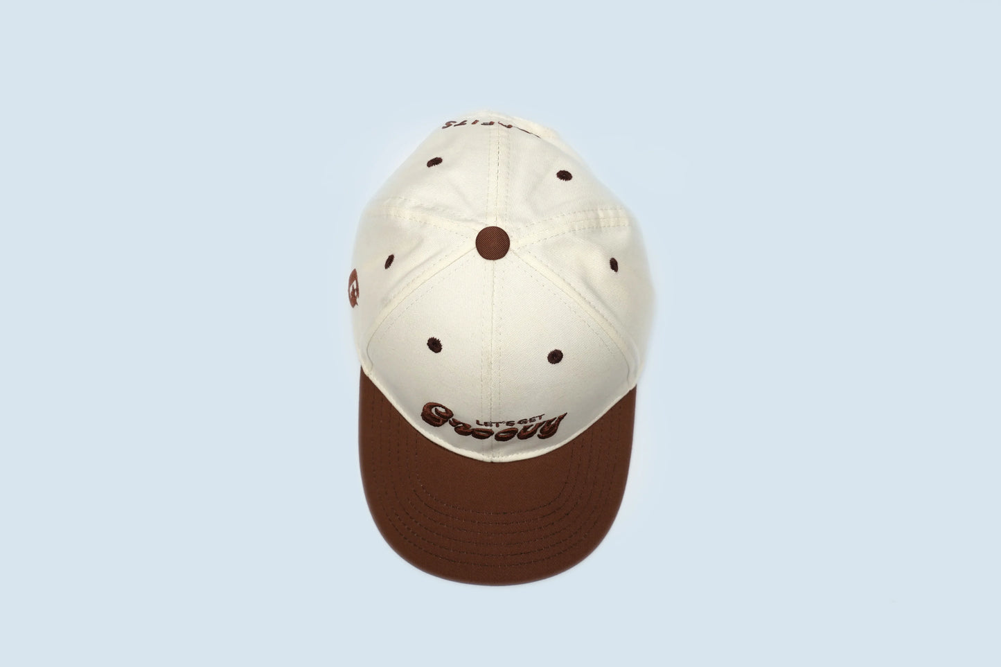 Premium 3D embroidered Groovy cap, cream and chocolate brown