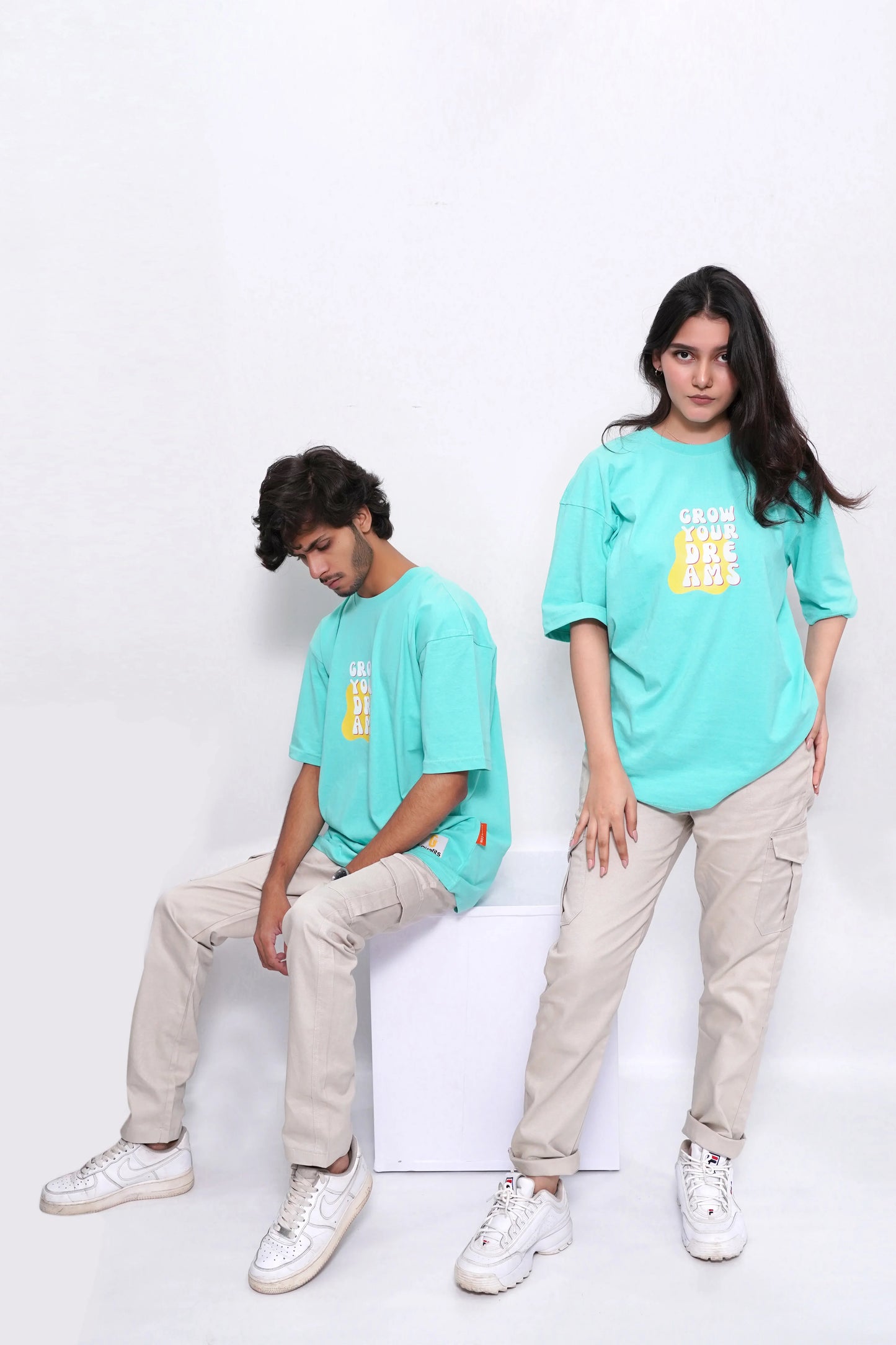 Teal oversized t-shirt, "Dreams" graphic, soft cotton