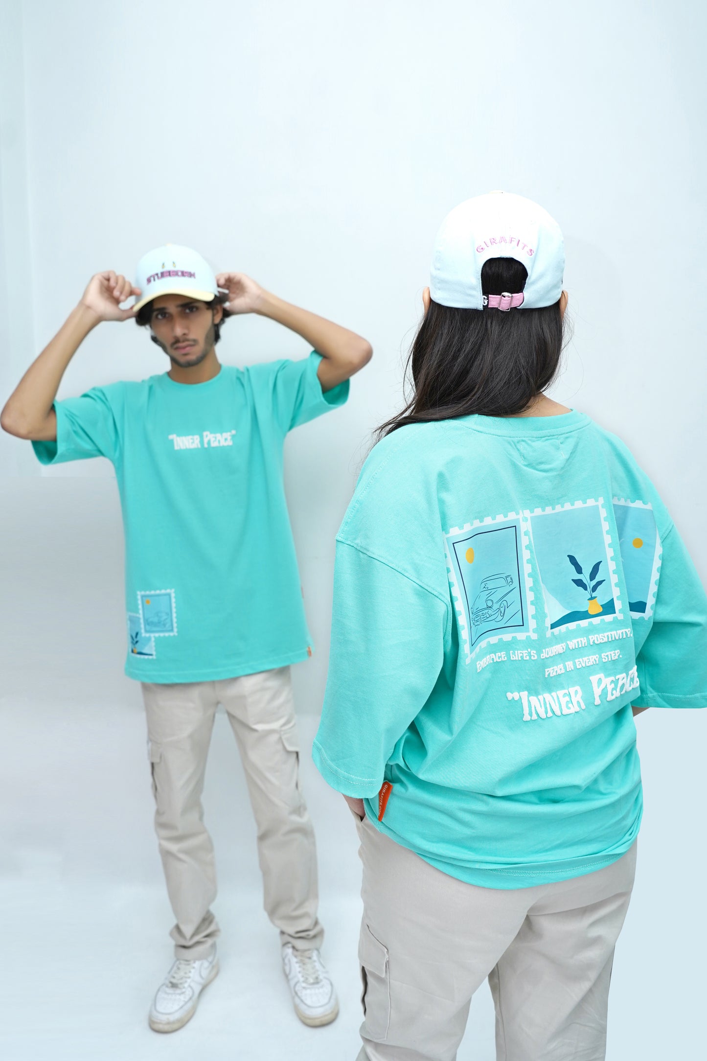 Inner Peace t-shirt, oversized fit, streetwear style with puff print