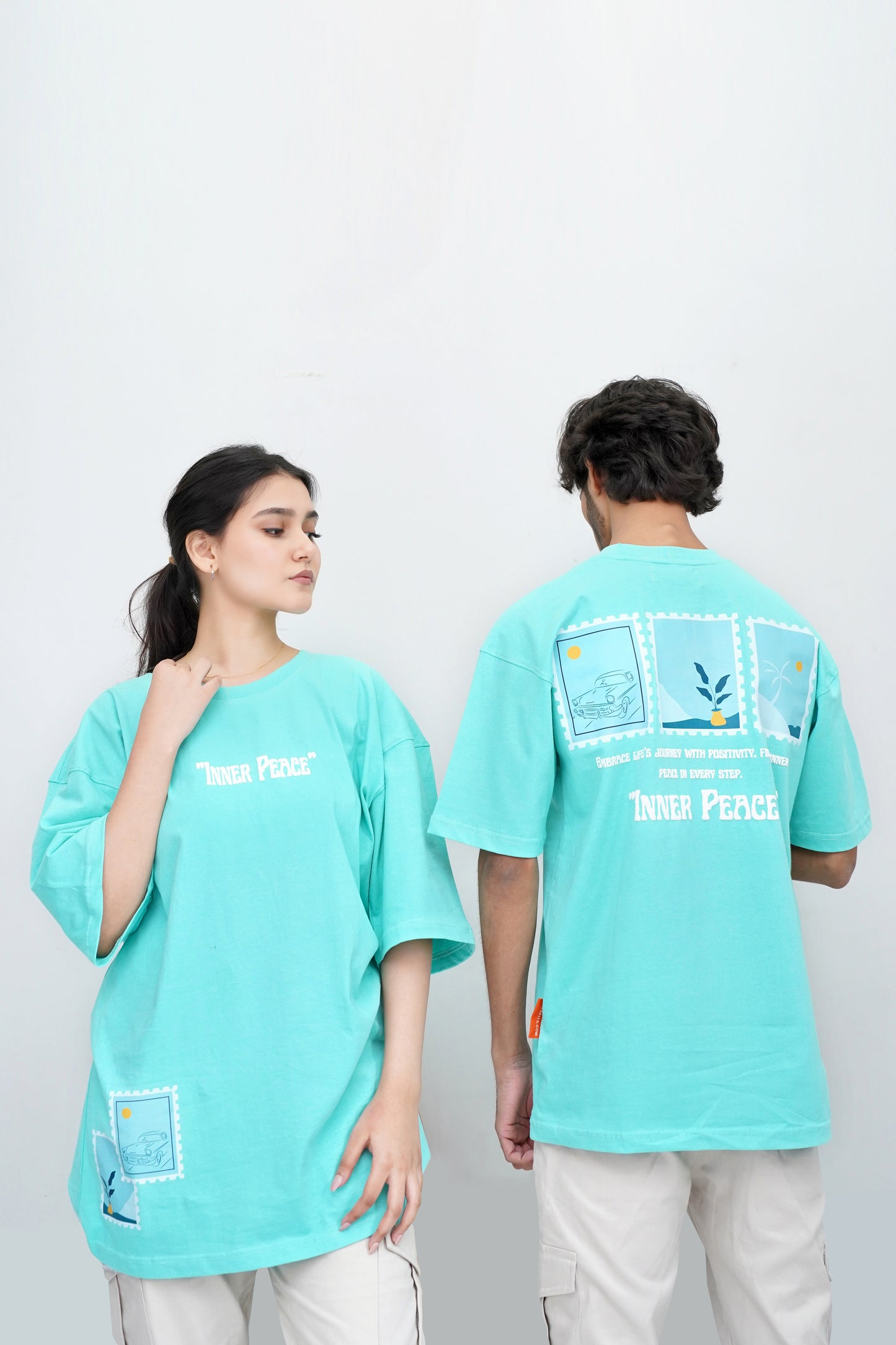 Inner Peace t-shirt, oversized fit, streetwear style with puff print