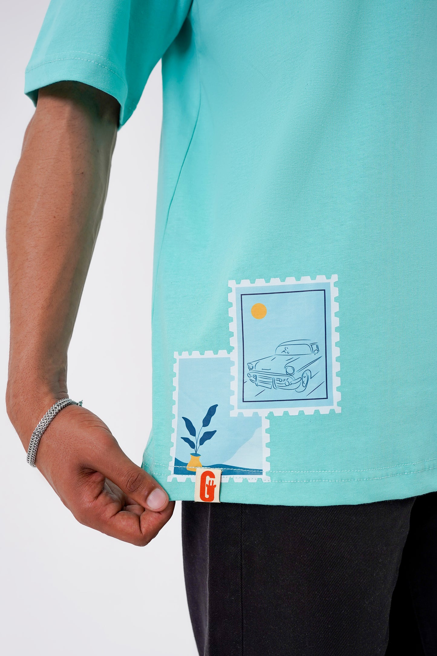 Oversized Inner Peace tee, peaceful design elements with puff print