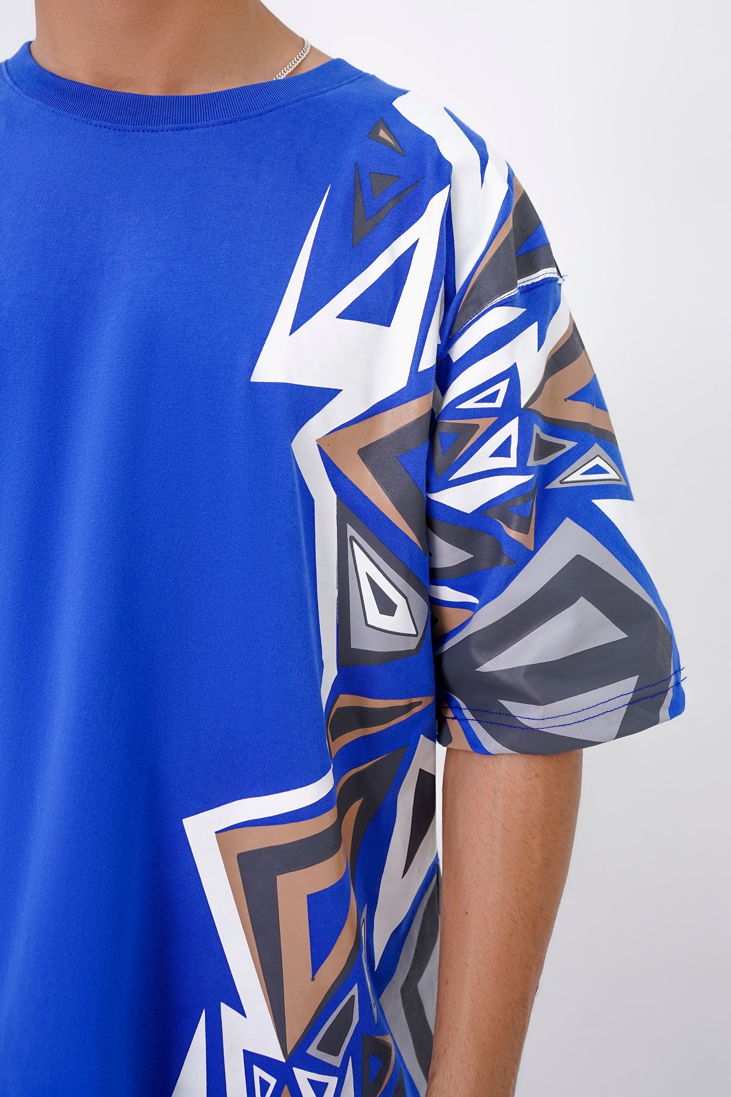 Supreme Abstract print, blue oversized t-shirt, 100% cotton