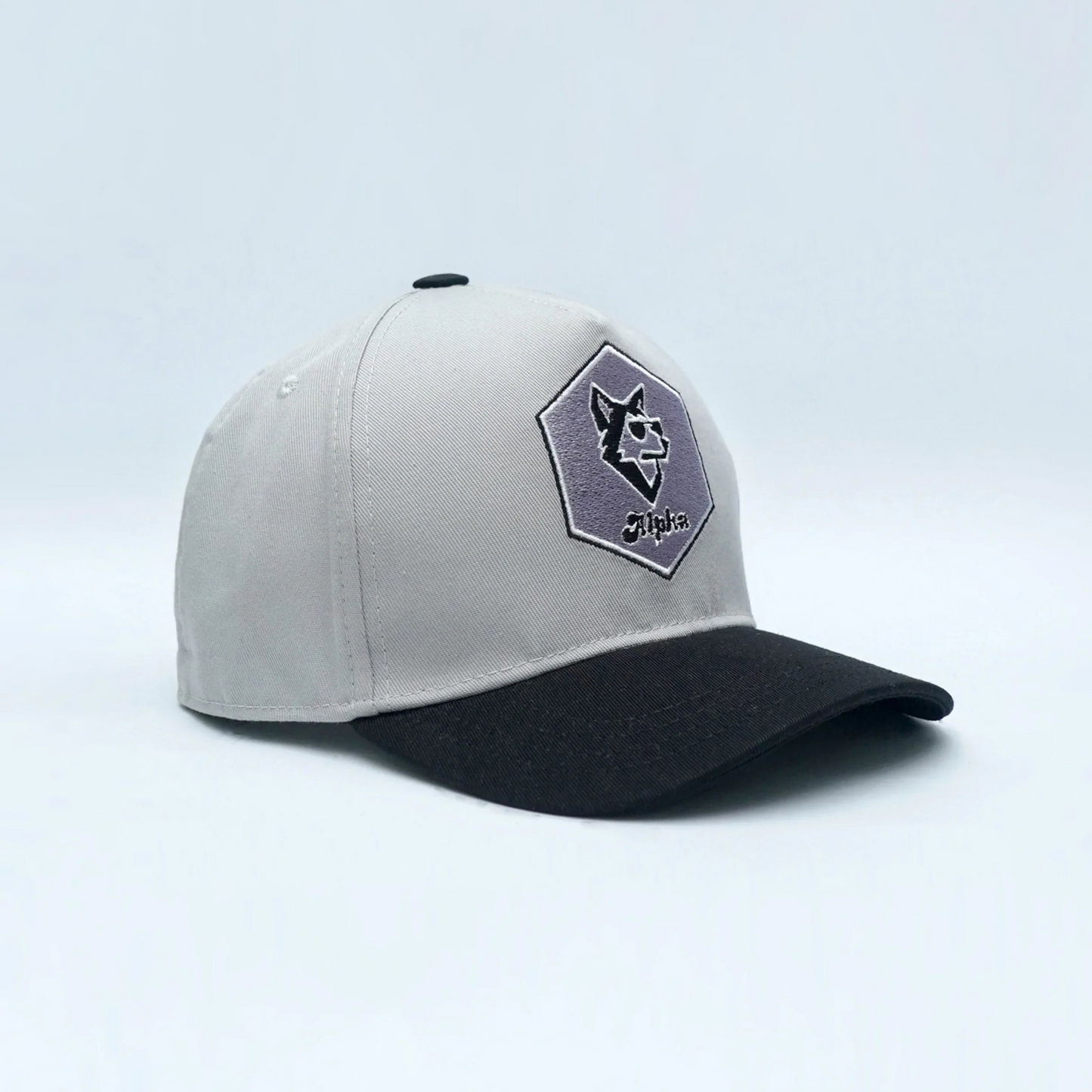 Alpha" cap with Cool Wolf patch, light gray/black, premium packing