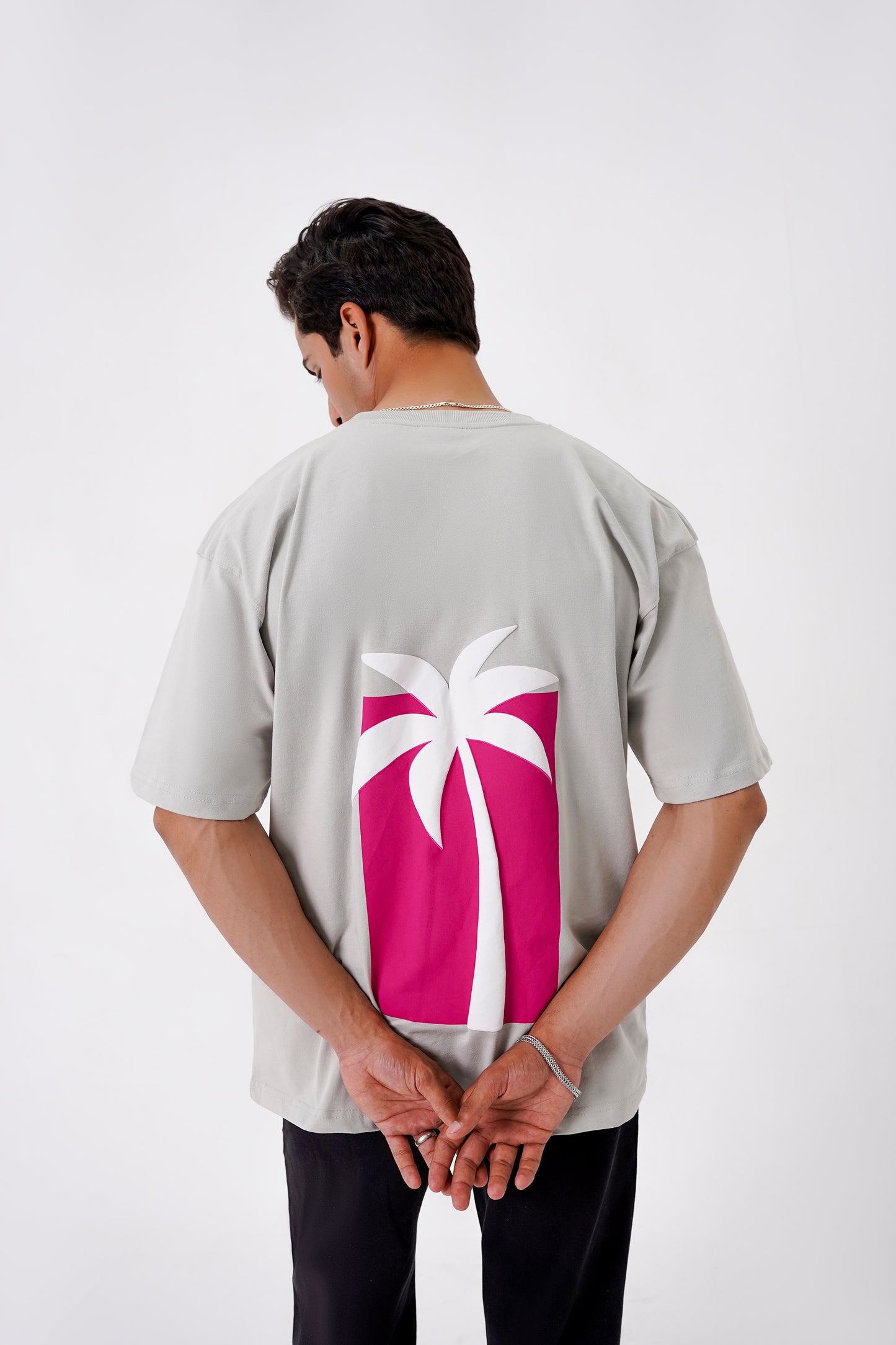 Summer Time grey oversized t-shirt, 240 GSM soft cotton jersey