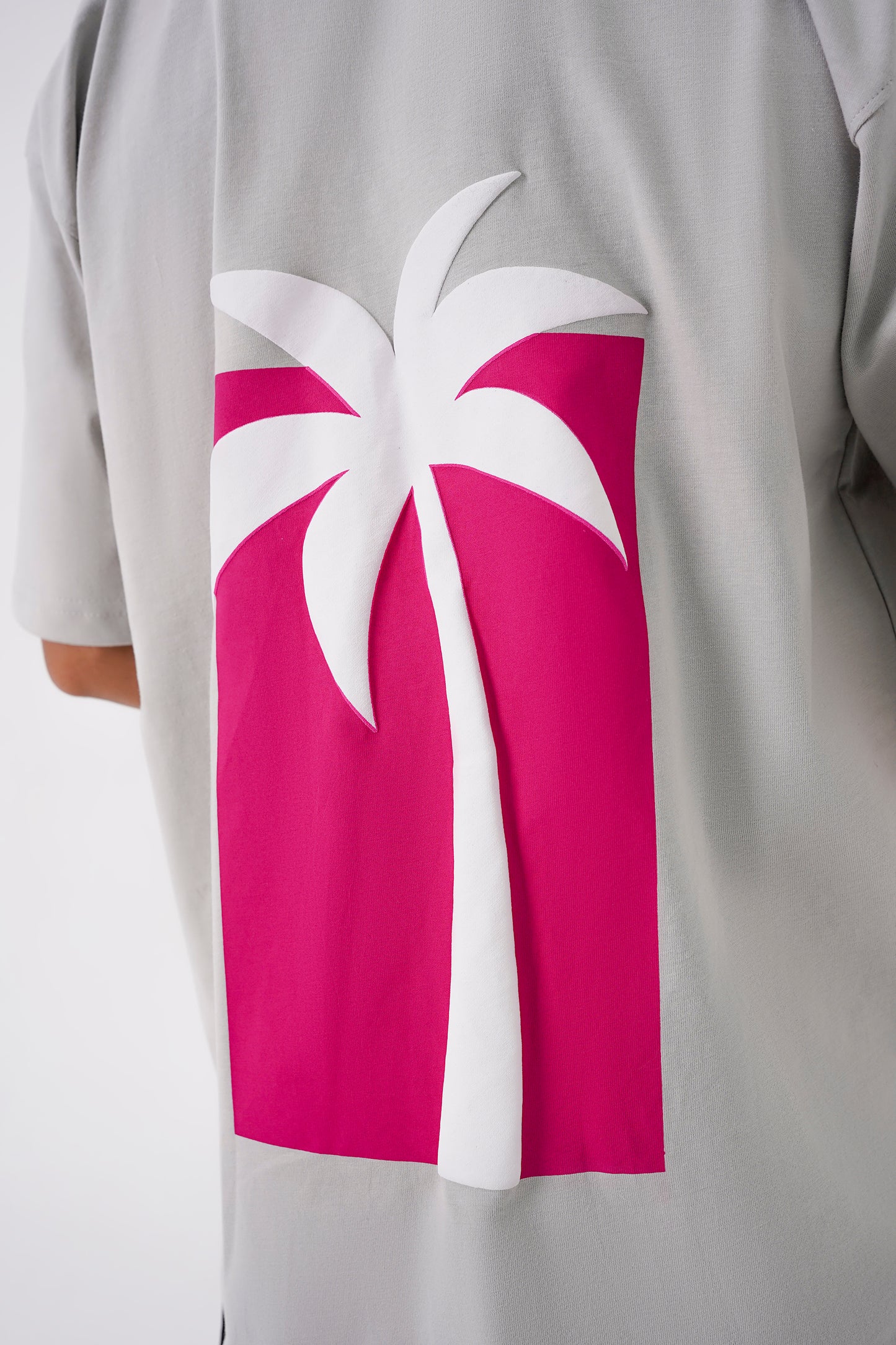 Summer Time grey oversized t-shirt, 240 GSM soft cotton jersey