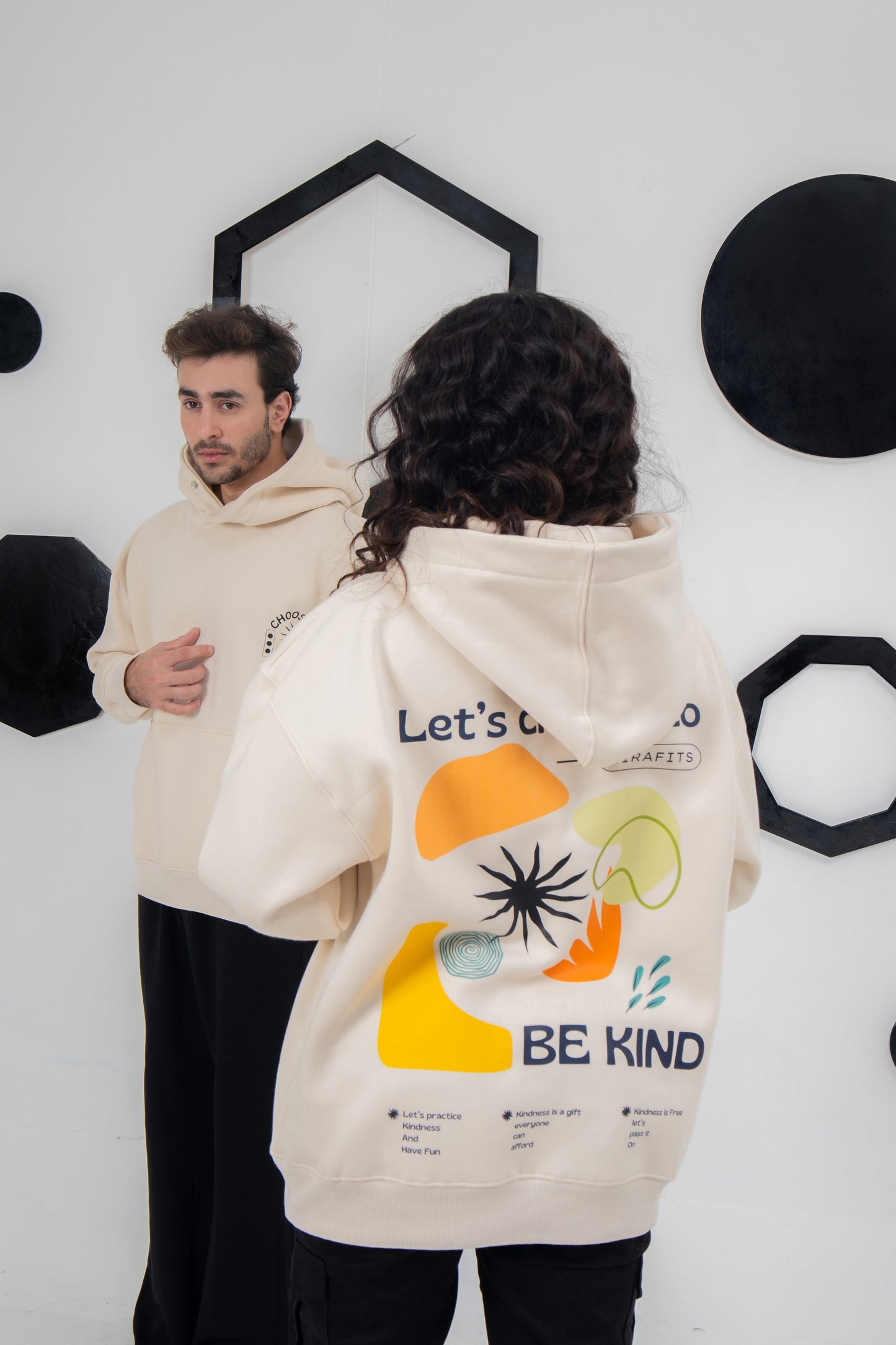 Unisex cream hoodie, 100% cotton fleece, cozy