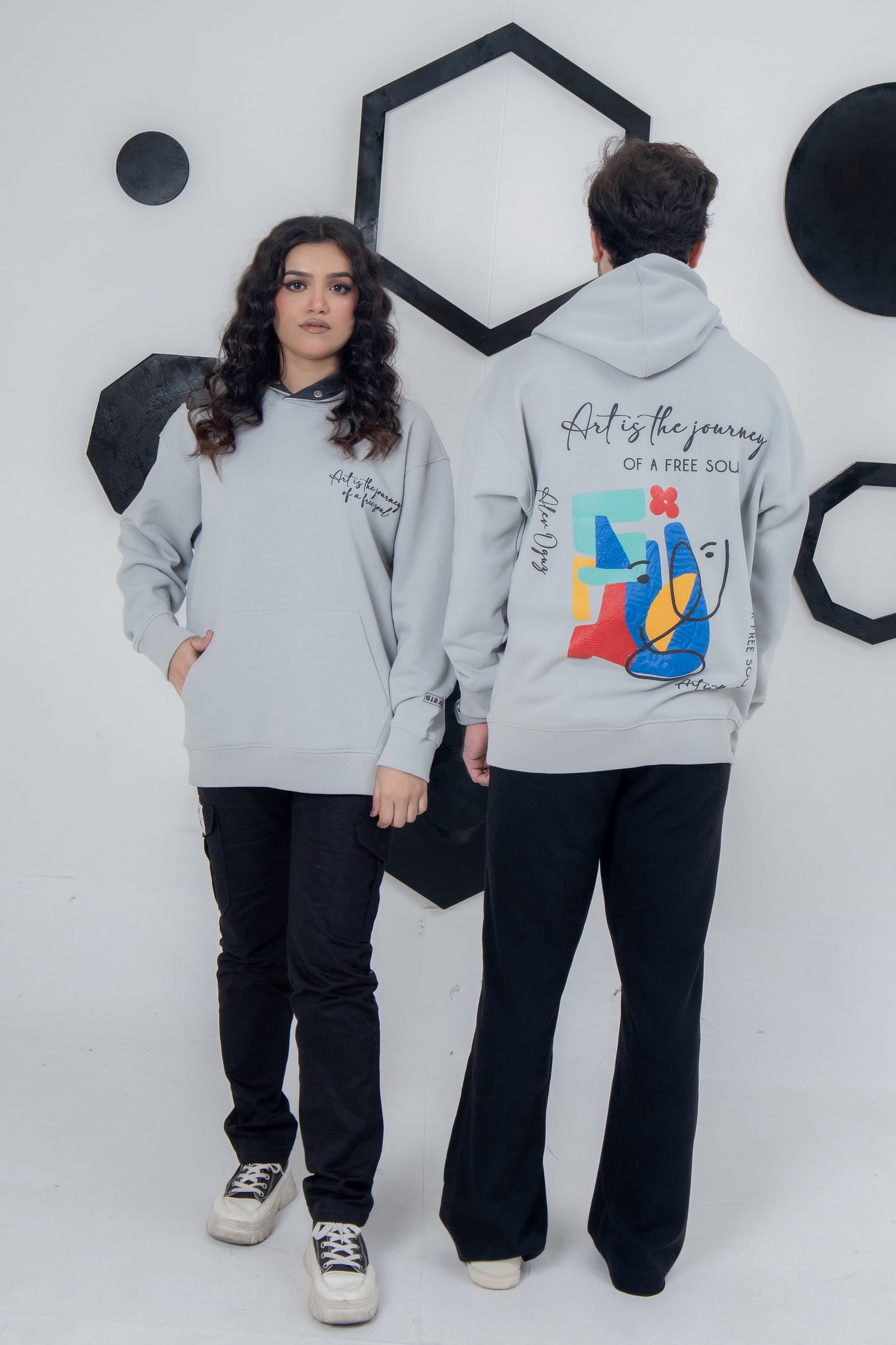 Unisex Free Soul hoodie, light gray, comfy streetwear essential