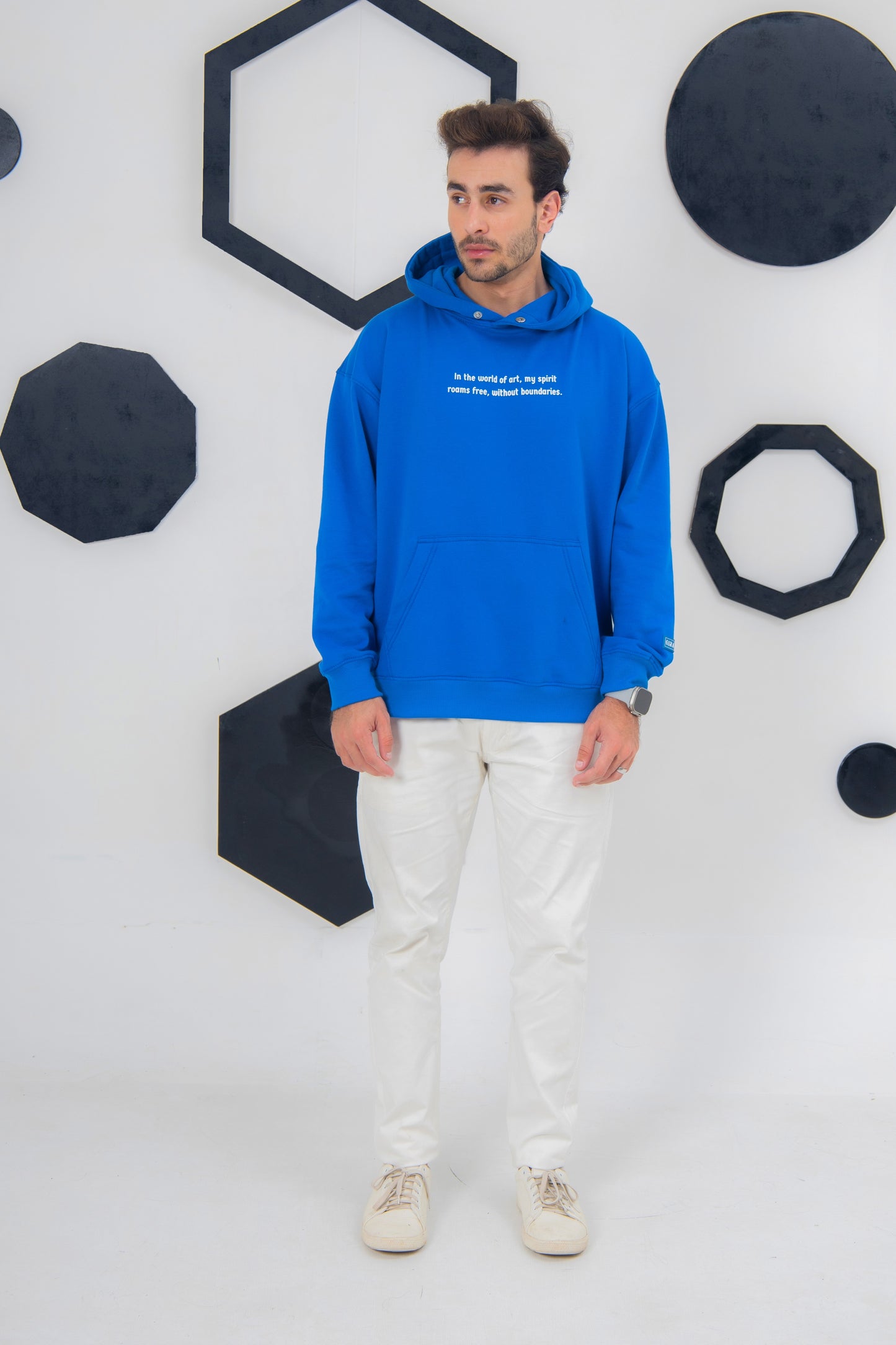 Free Spirit hoodie, royal blue, 100% cotton, soft and expressive
