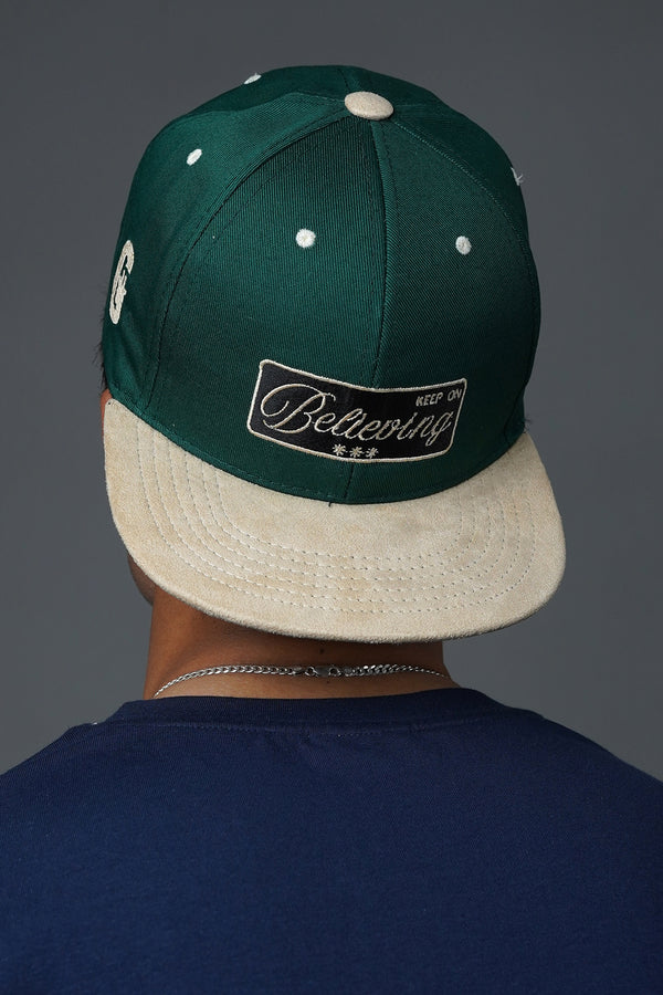 premium snapback suede cap green color