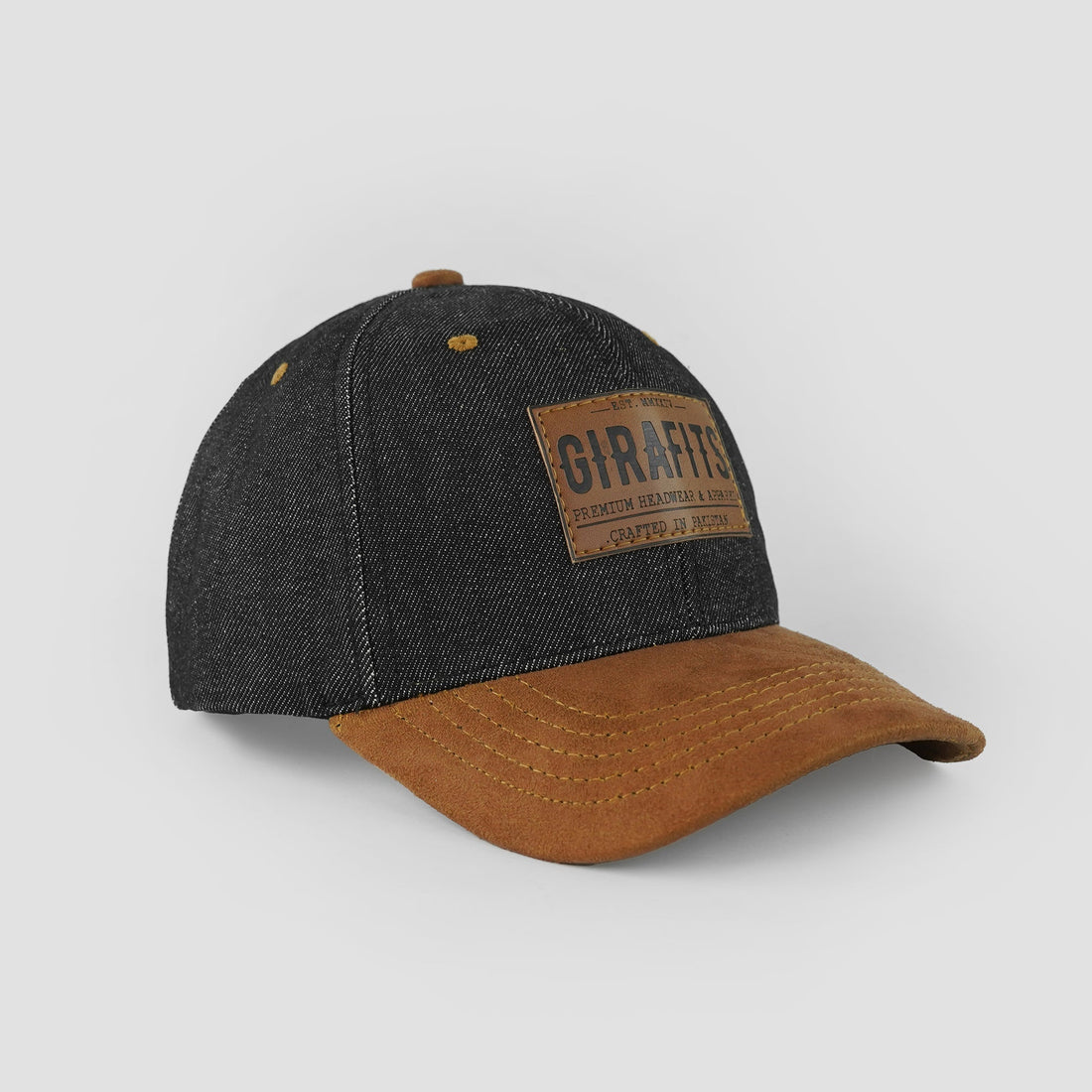Denim caps are the next big thing in Pakistani streetwear. Discover the Girafits Core Denim Cap — suede visor, leather patch, premium construction. Shop online in Pakistan.