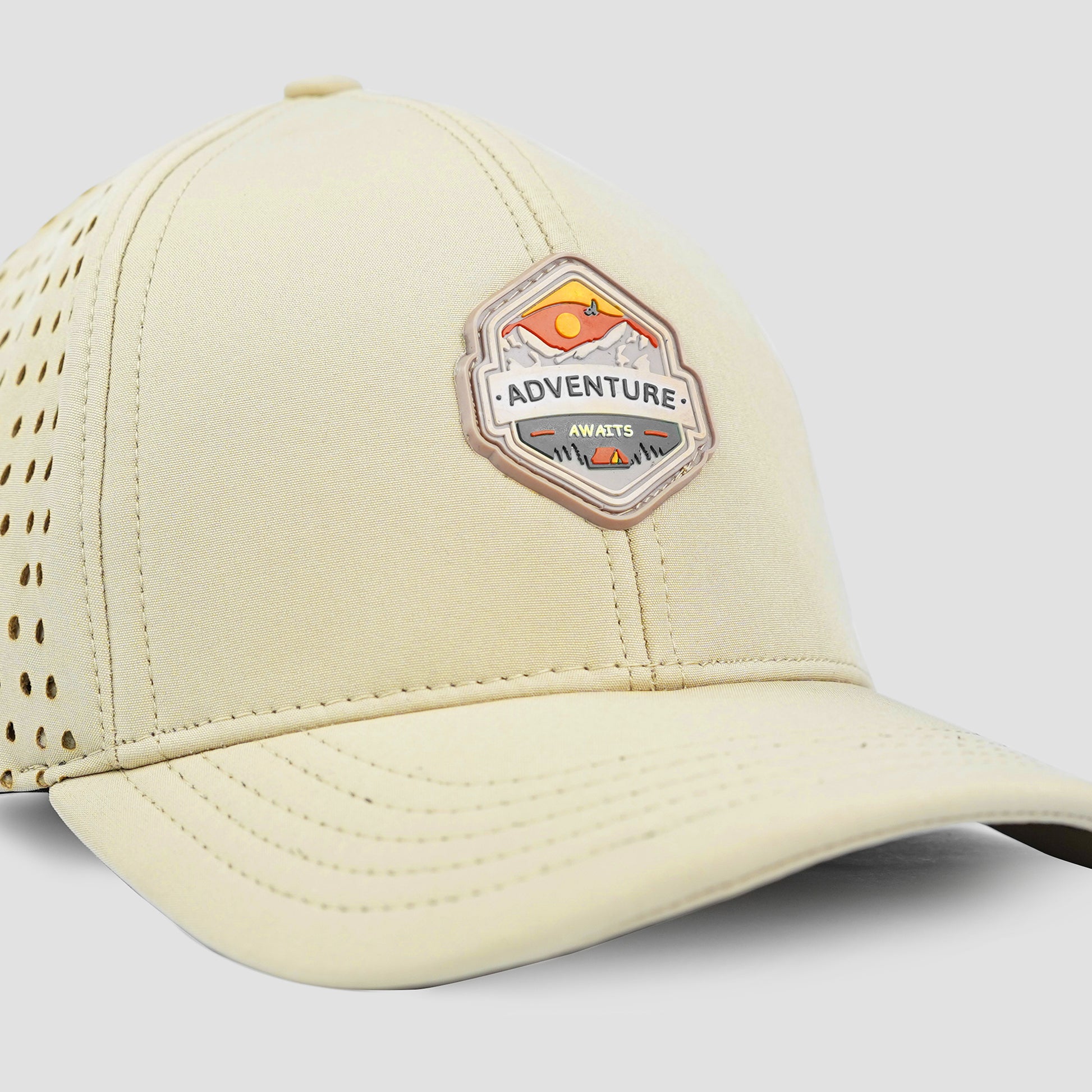 Water-resistant Beige cap with stretchable fit and windproof design