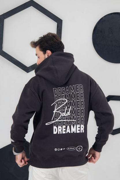 premium oversized winter hoodie Pakistan | Dreamer-inspired hoodie in charcoal, premium cotton fleece