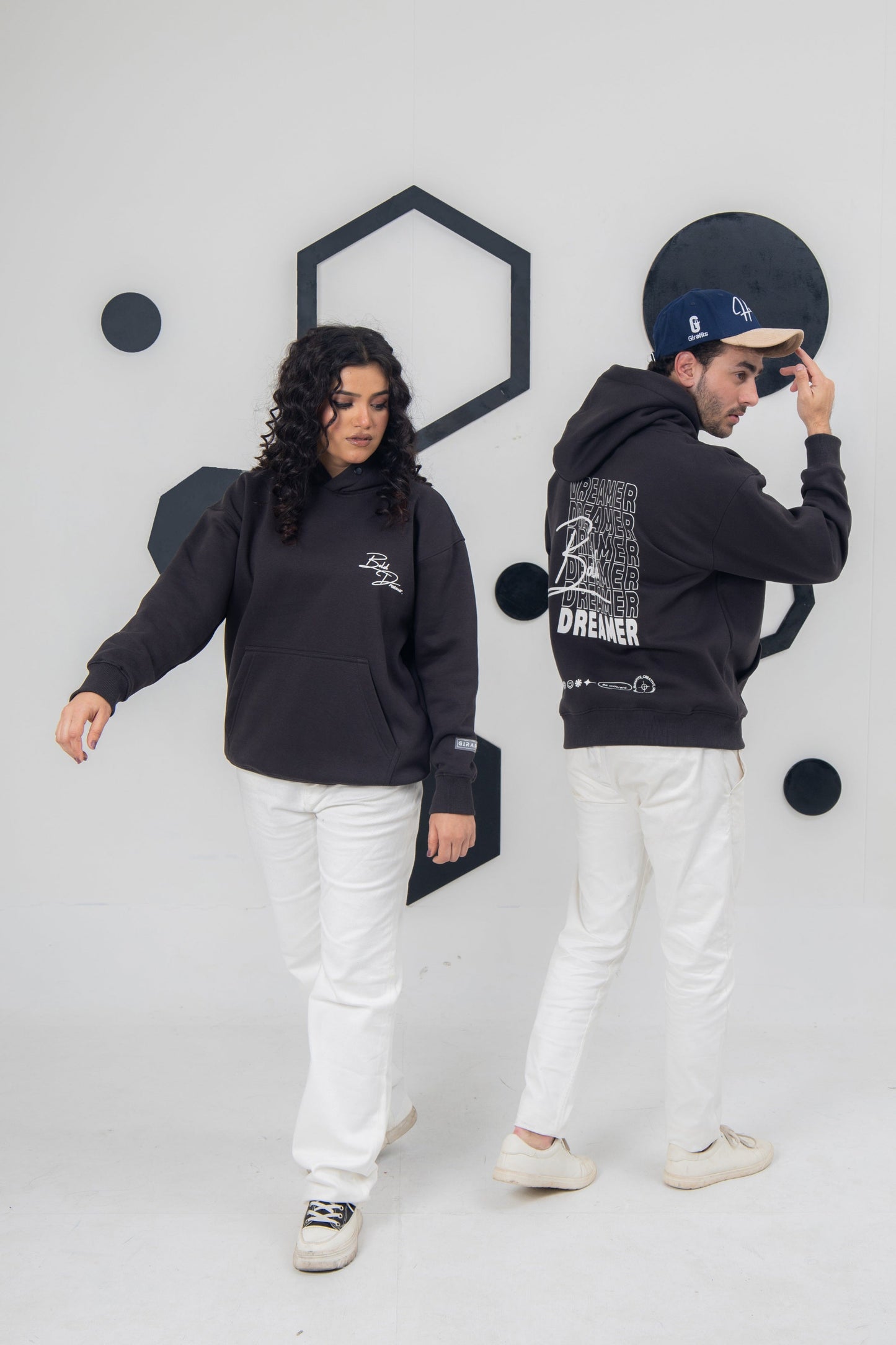 premium oversized winter hoodie Pakistan | Charcoal hoodie with Dreamer print, soft fleece, streetwear essential