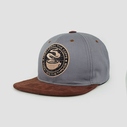 Coffee-inspired snapback in gray and brown
