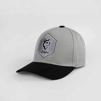 Alpha" baseball cap, light gray/black, with Cool Wolf embroidery