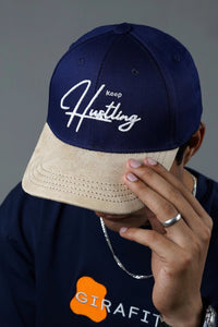 Keep Hustling suede cap with 3d embroidery