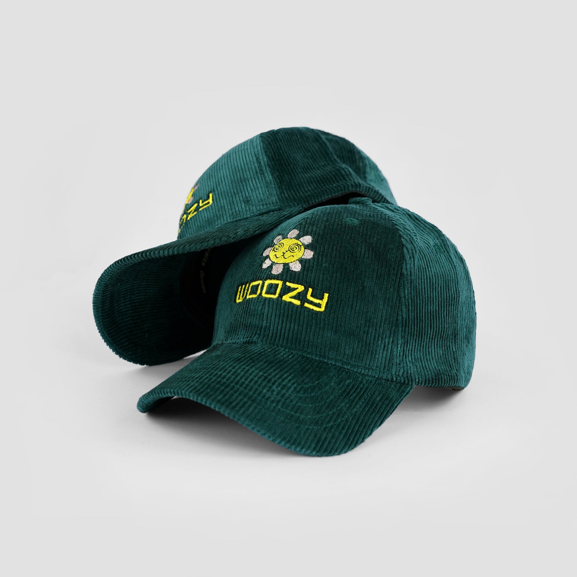 Premium Corduroy Cap with Forest Green Embroidery Style