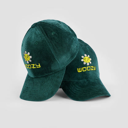 Woozy green forest premium cap crafted from soft corduroy fabric with high-quality embroidered detailing.
