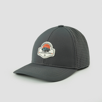 Gray softshell baseball cap with “Drifting Soul” design and laser-cut vents