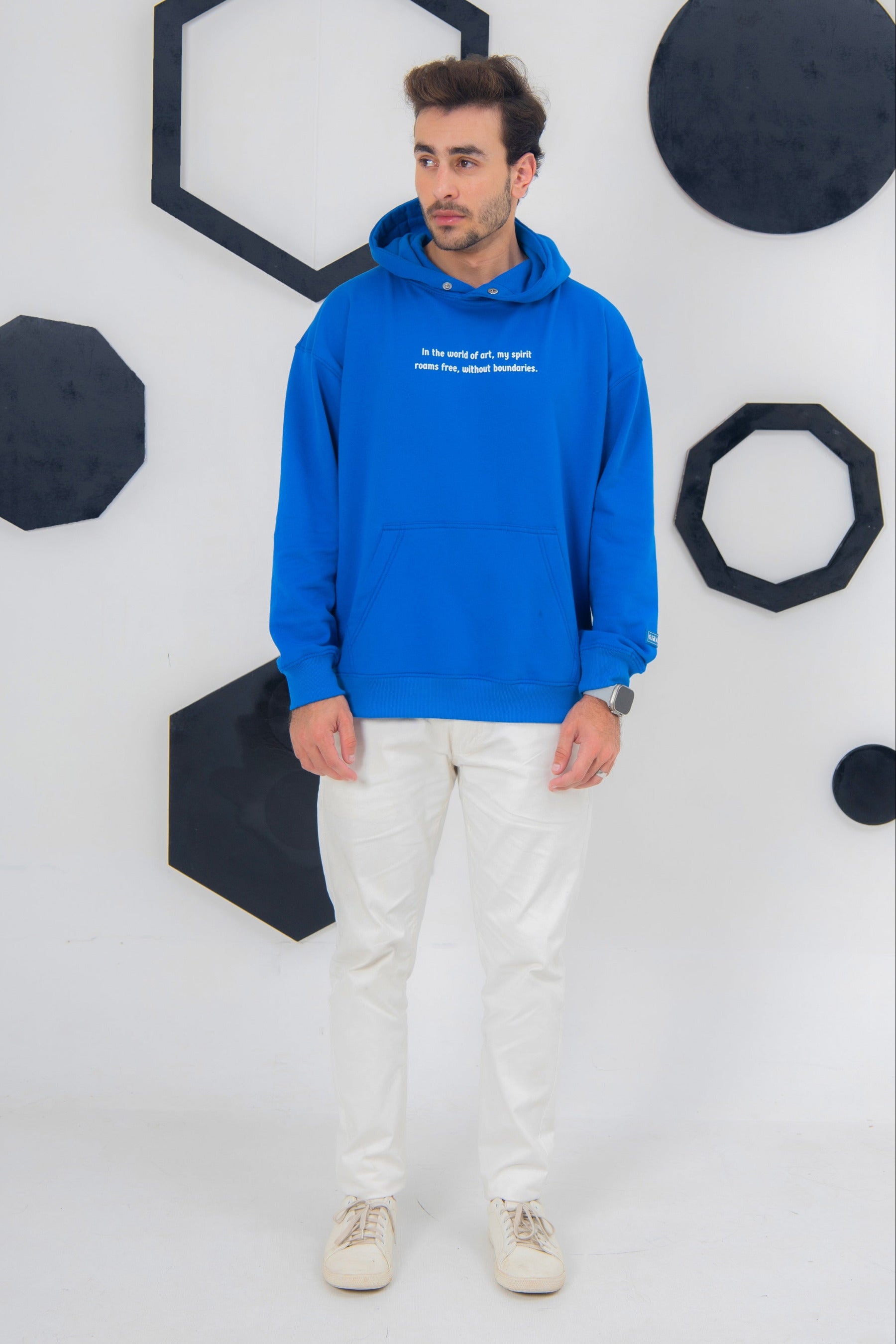 winter collection hoodies Pakistan. Free Spirit hoodie, royal blue, 100% cotton, soft and expressive