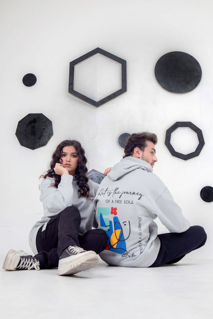 Light gray Free Soul hoodie, 350 GSM fleece, unisex and comfortable